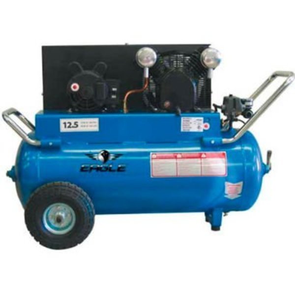 Wood Industries Eagle P4125H1, Portable Electric Air Compressor, 4 HP, 25 Gallon, Horizontal, 12.5 CFM P4125H1